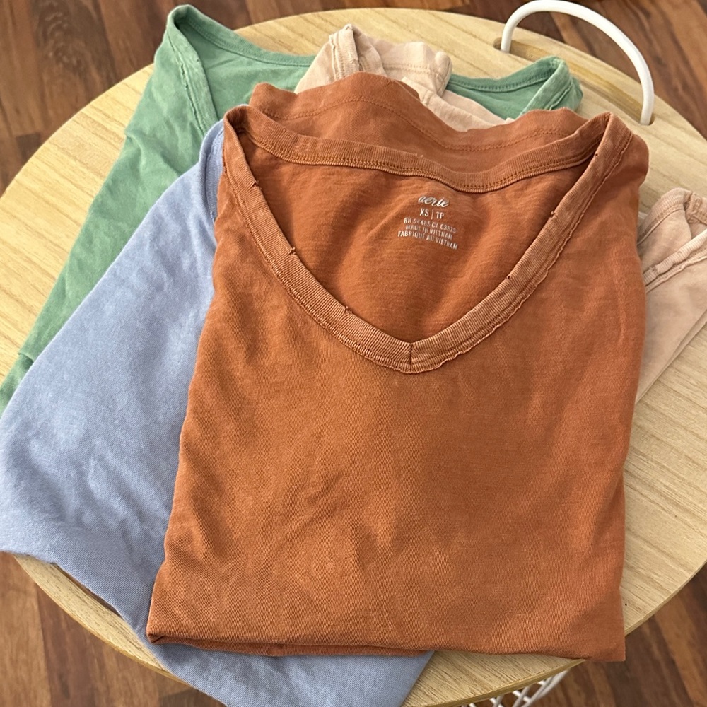 Aerie Distressed V-Neck Tees Boyfriends Tee